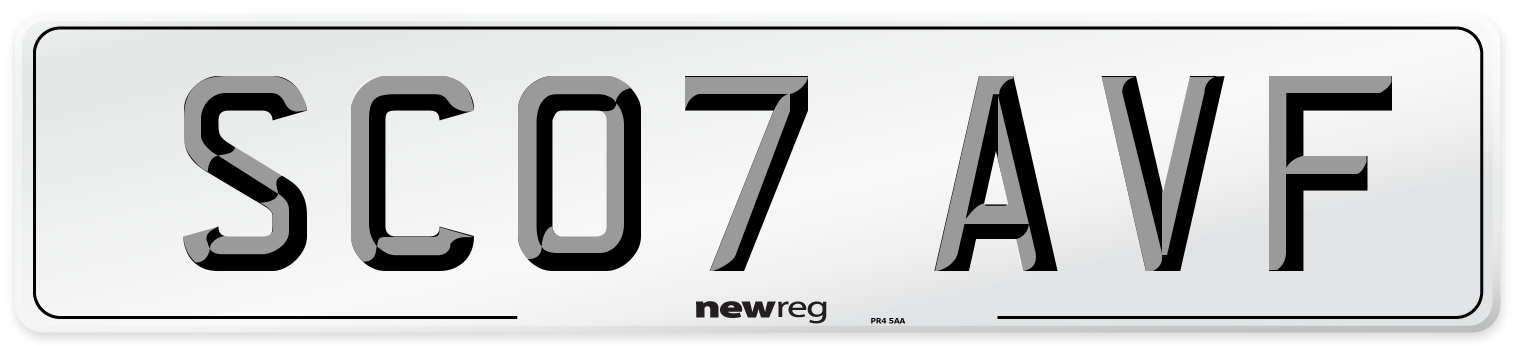 SC07 AVF Number Plate from New Reg